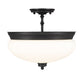 Z-Lite Amon 15" 3-Light Matte Black Semi Flush Mount With Matte Opal Glass Shade