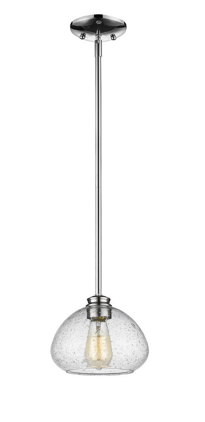 Z-Lite Amon 8" 1-Light Chrome Mini Pendant Light With Clear Seedy Glass Shade