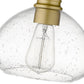Z-Lite Amon 8" 1-Light Satin Gold Mini Pendant Light With Clear Seedy Glass Shade