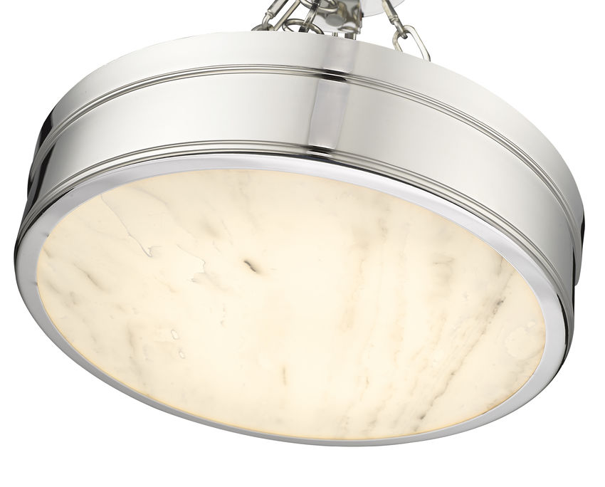 Z-Lite Anders 15" 1-Light LED Polished Nickel Steel and Marbling Parian Shade Semi Flush Mount