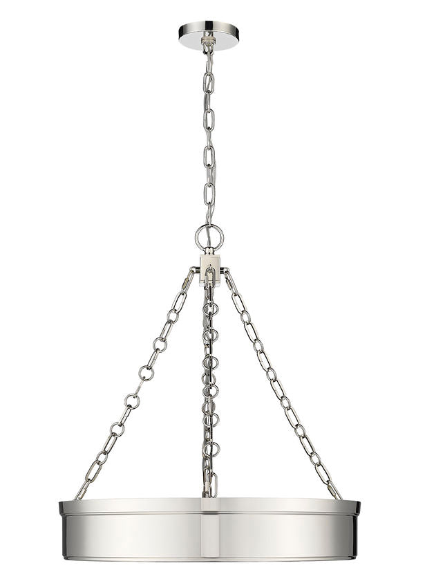 Z-Lite Anders 22" 3-Light LED Polished Nickel Steel and Marbling Parian Shade Chandelier