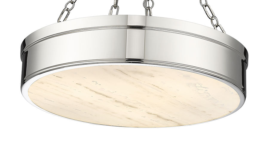 Z-Lite Anders 22" 3-Light LED Polished Nickel Steel and Marbling Parian Shade Chandelier