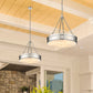 Z-Lite Anders 22" 3-Light LED Polished Nickel Steel and Marbling Parian Shade Chandelier