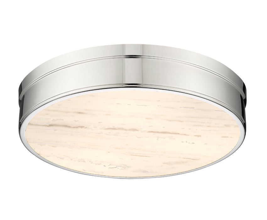 Z-Lite Anders 22" 3-Light LED Polished Nickel Steel and Marbling Parian Shade Flush Mount Light