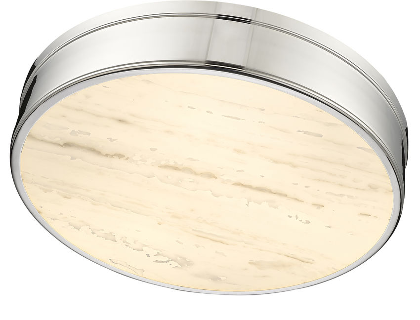 Z-Lite Anders 22" 3-Light LED Polished Nickel Steel and Marbling Parian Shade Flush Mount Light