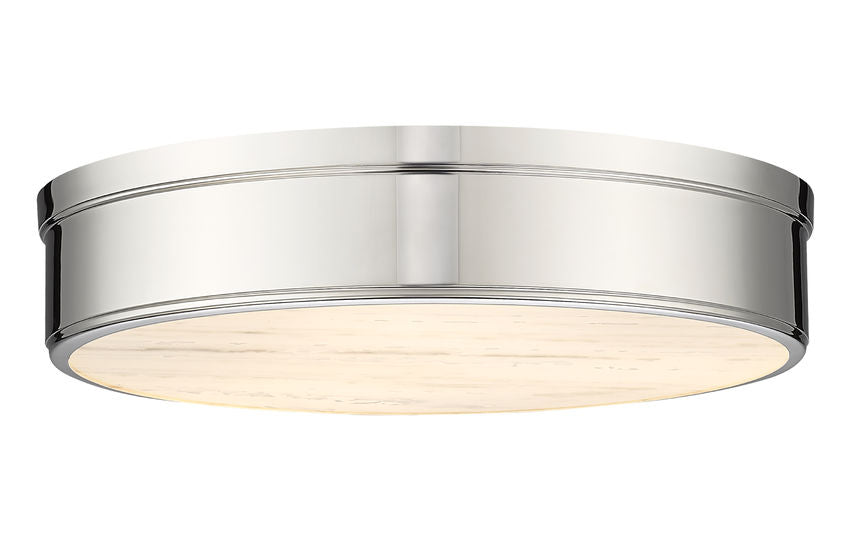 Z-Lite Anders 22" 3-Light LED Polished Nickel Steel and Marbling Parian Shade Flush Mount Light