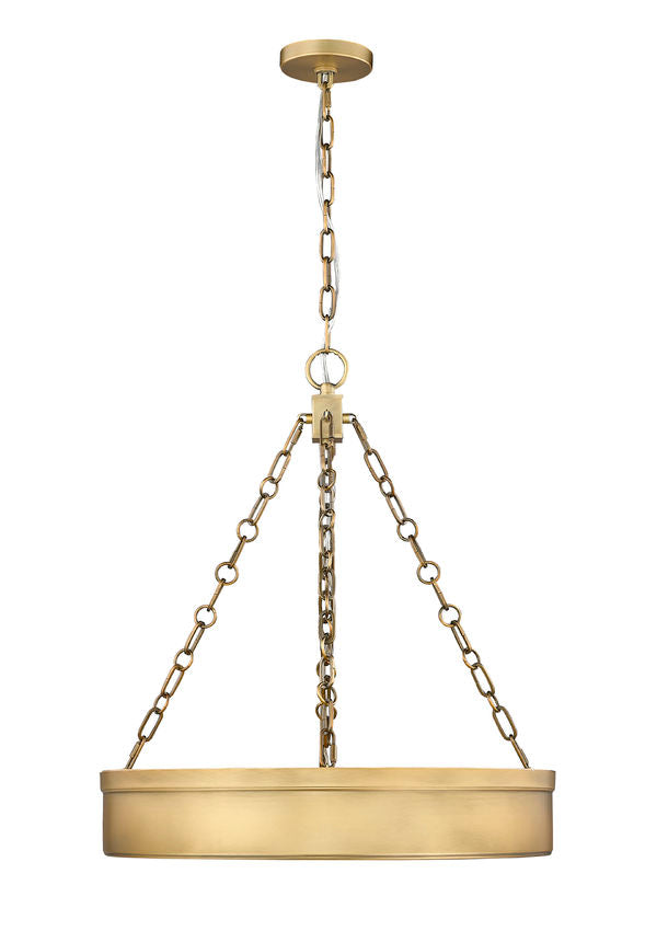 Z-Lite Anders 22" 3-Light LED Rubbed Brass Steel and Marbling Parian Shade Chandelier