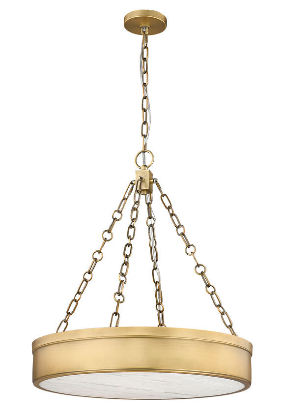 Z-Lite Anders 22" 3-Light LED Rubbed Brass Steel and Marbling Parian Shade Chandelier