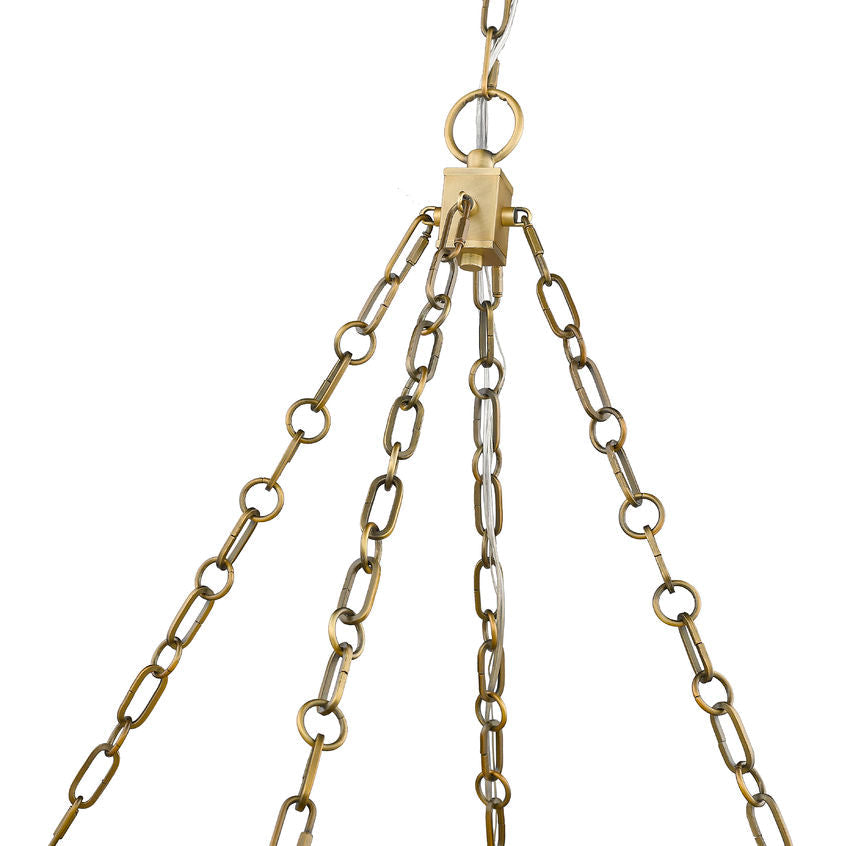 Z-Lite Anders 22" 3-Light LED Rubbed Brass Steel and Marbling Parian Shade Chandelier