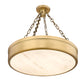 Z-Lite Anders 22" 3-Light LED Rubbed Brass Steel and Marbling Parian Shade Semi Flush Mount