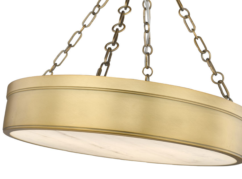 Z-Lite Anders 22" 3-Light LED Rubbed Brass Steel and Marbling Parian Shade Semi Flush Mount