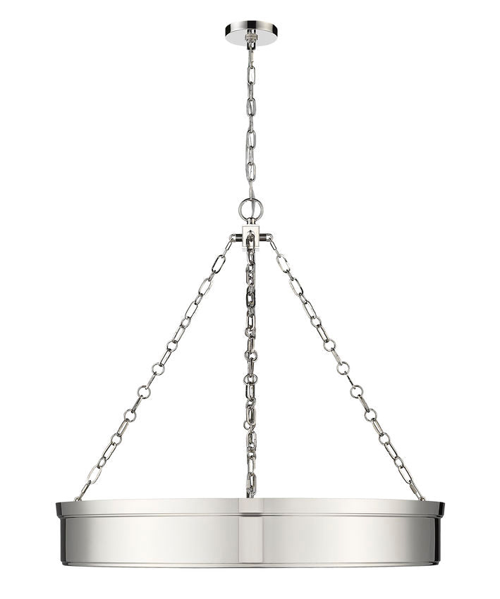Z-Lite Anders 33" 3-Light LED Polished Nickel Steel and Marbling Parian Shade Chandelier