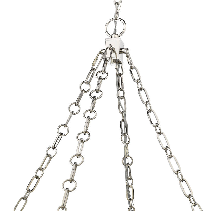 Z-Lite Anders 33" 3-Light LED Polished Nickel Steel and Marbling Parian Shade Chandelier