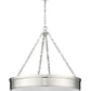 Z-Lite Anders 33" 3-Light LED Polished Nickel Steel and Marbling Parian Shade Chandelier