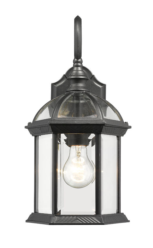 Z-Lite Annex 8" 1-Light Black Outdoor Wall Sconce With Clear Beveled Glass Shade
