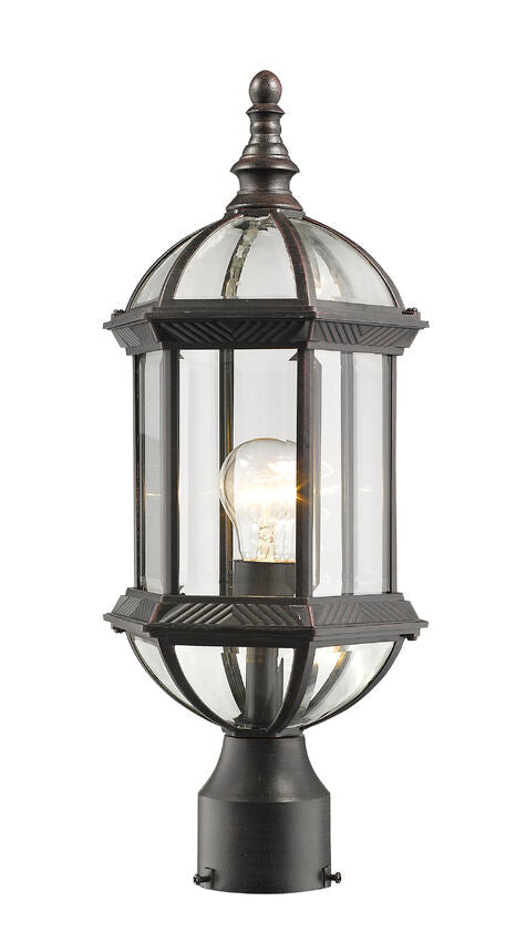 Z-Lite Annex 8" W x 20" H 1-Light Rust Outdoor Post Mount Fixture With Clear Beveled Glass Shade