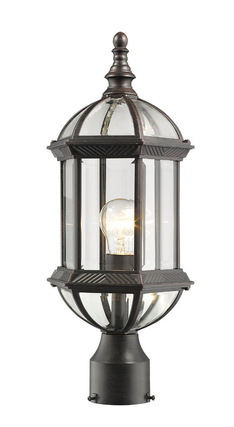 Z-Lite Annex 8" W x 20" H 1-Light Rust Outdoor Post Mount Fixture With Clear Beveled Glass Shade