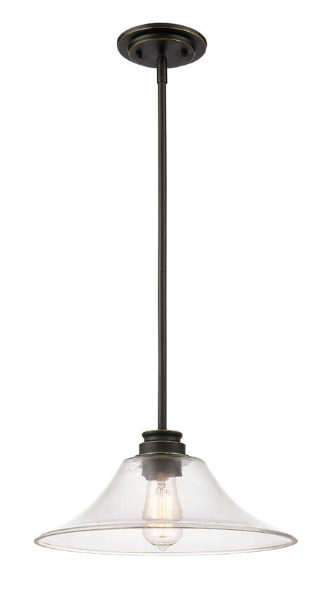 Z-Lite Annora 14" 1-Light Olde Bronze Mini Pendant Light With Clear Glass Shade