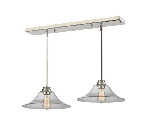 Z-Lite Annora 14" 2-Light Brushed Nickel Island Light With Clear Glass Shade