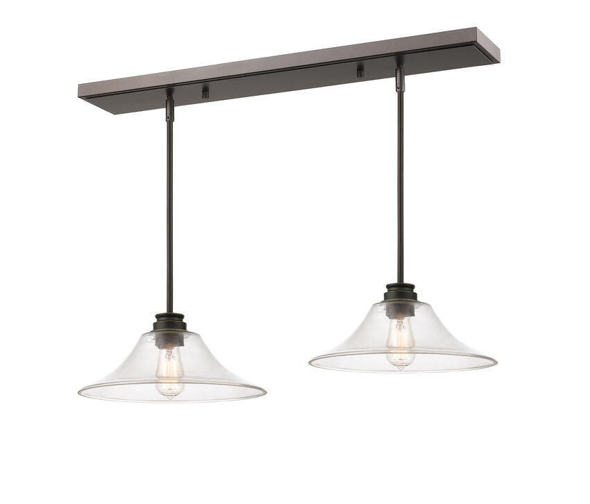 Z-Lite Annora 14" 2-Light Olde Bronze Island Light With Clear Glass Shade