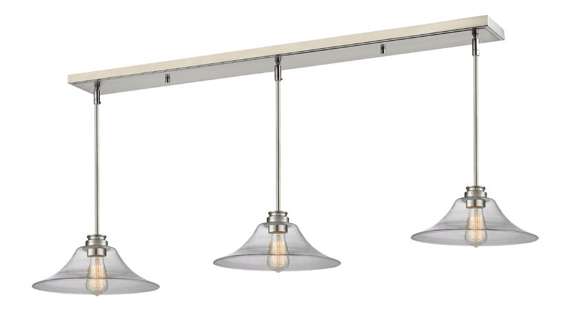 Z-Lite Annora 14" 3-Light Brushed Nickel Island Light With Clear Glass Shade