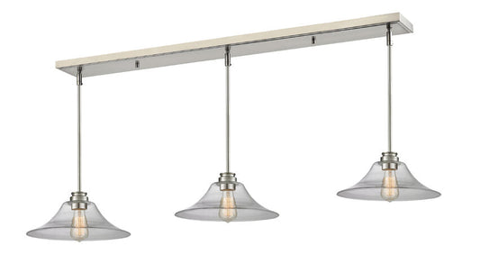 Z-Lite Annora 14" 3-Light Brushed Nickel Island Light With Clear Glass Shade
