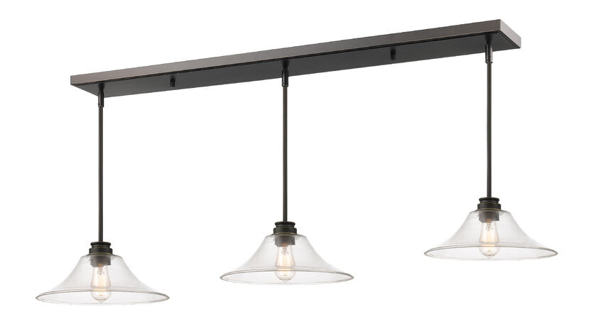 Z-Lite Annora 14" 3-Light Olde Bronze Island Light With Clear Glass Shade