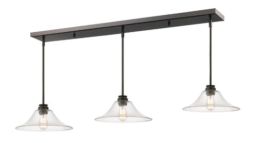 Z-Lite Annora 14" 3-Light Olde Bronze Island Light With Clear Glass Shade