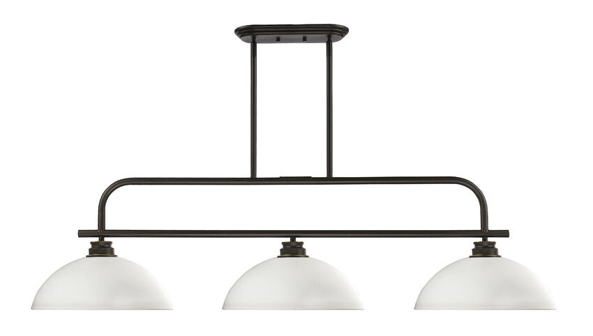 Z-Lite Annora 14" 3-Light Olde Bronze Island Light With Matte Opal Glass Shade
