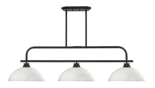 Z-Lite Annora 14" 3-Light Olde Bronze Island Light With Matte Opal Glass Shade