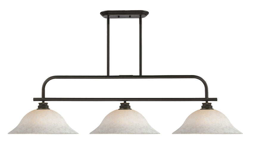 Z-Lite Annora 16" 3-Light Olde Bronze Island Light With White Mottle Glass Shade