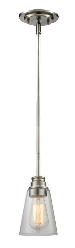 Z-Lite Annora 6" 1-Light Brushed Nickel Mini Pendant Light With Clear Glass Shade