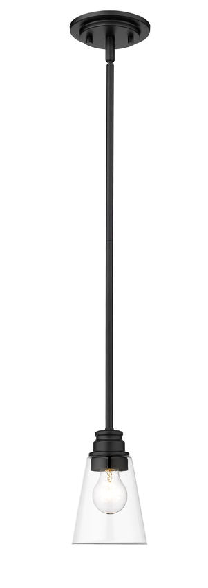 Z-Lite Annora 6" 1-Light Matte Black Mini Pendant Light With Clear Glass Shade