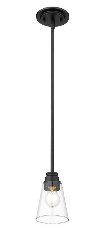 Z-Lite Annora 6" 1-Light Matte Black Mini Pendant Light With Clear Glass Shade