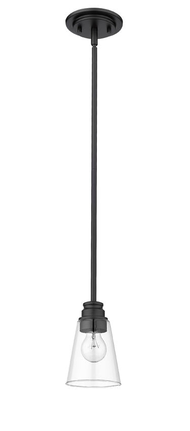 Z-Lite Annora 6" 1-Light Matte Black Mini Pendant Light With Clear Glass Shade