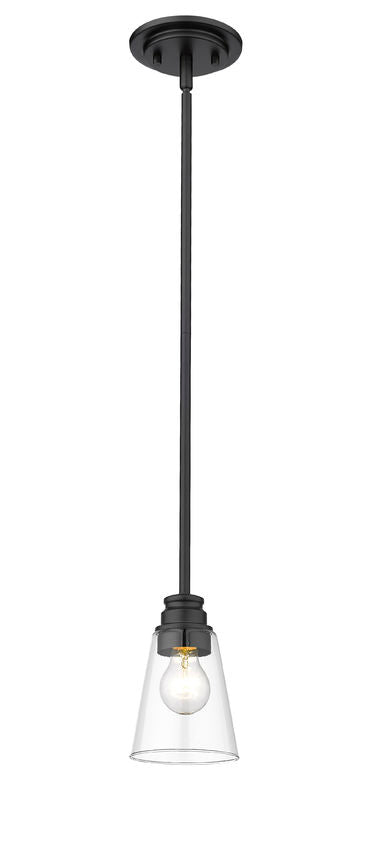 Z-Lite Annora 6" 1-Light Matte Black Mini Pendant Light With Clear Glass Shade