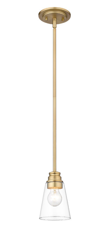 Z-Lite Annora 6" 1-Light Olde Brass Mini Pendant Light With Clear Glass Shade