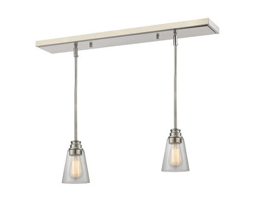 Z-Lite Annora 6" 2-Light Brushed Nickel Island Light With Clear Glass Shade