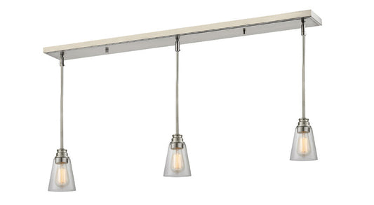 Z-Lite Annora 6" 3-Light Brushed Nickel Island Light With Clear Glass Shade