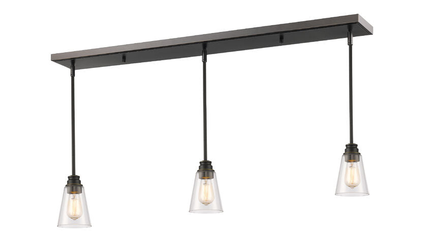 Z-Lite Annora 6" 3-Light Olde Bronze Island Light With Clear Glass Shade