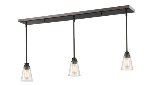 Z-Lite Annora 6" 3-Light Olde Bronze Island Light With Clear Glass Shade