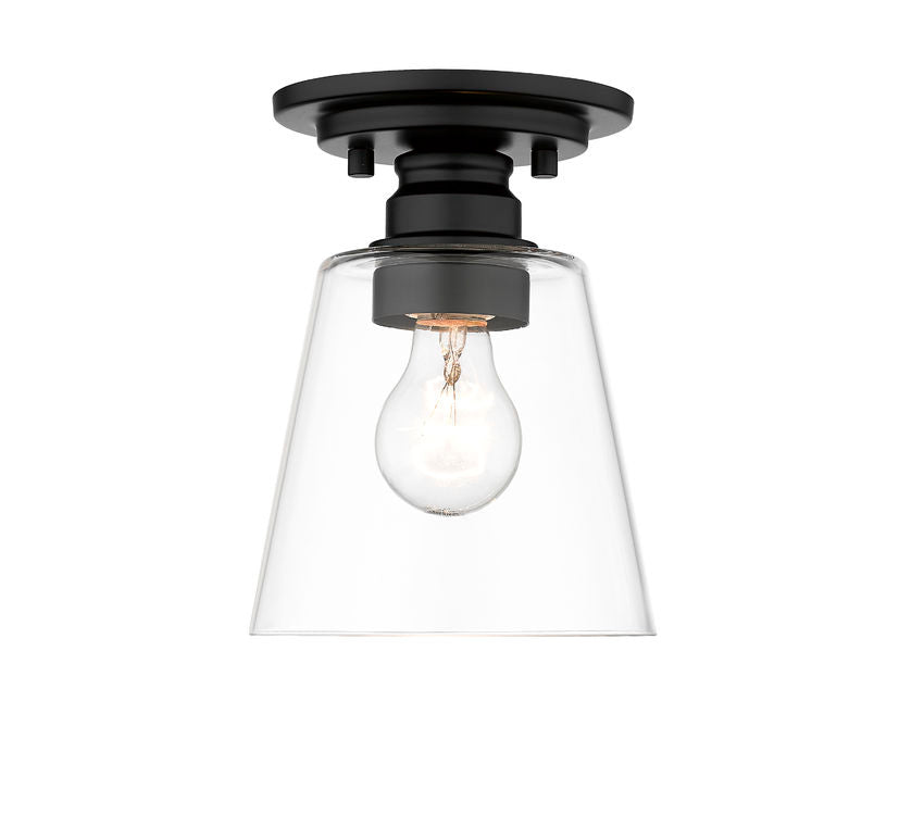 Z-Lite Annora 7" 1-Light Matte Black Flush Mount Lighting With Clear Glass Shade