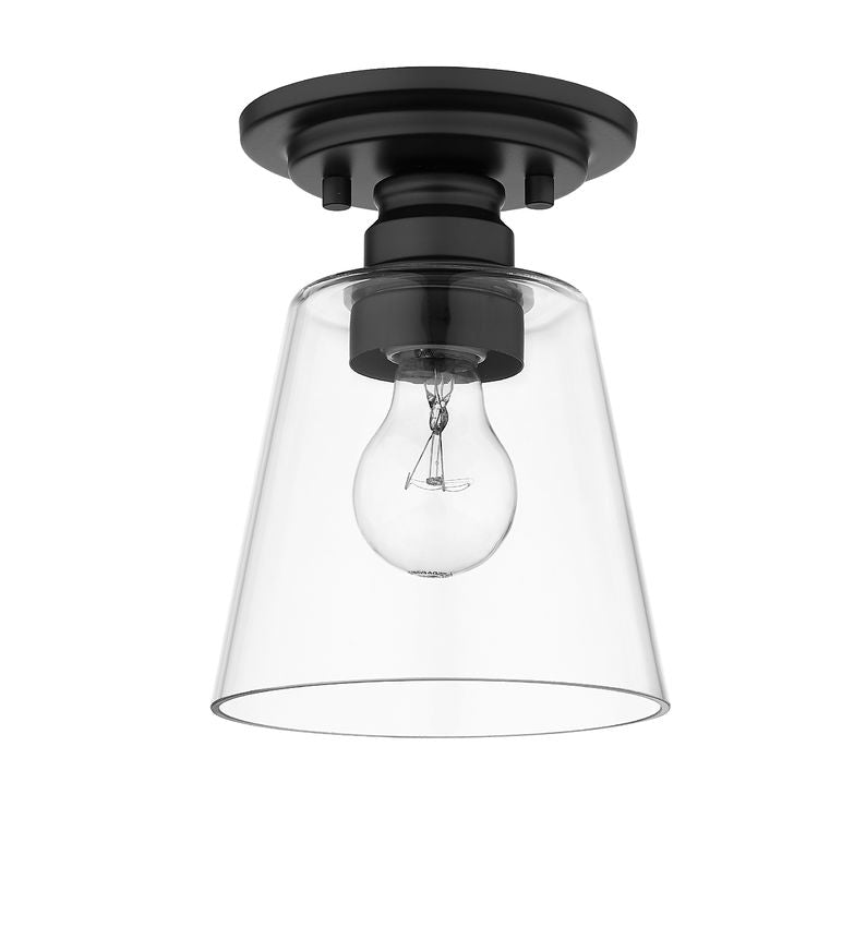 Z-Lite Annora 7" 1-Light Matte Black Flush Mount Lighting With Clear Glass Shade