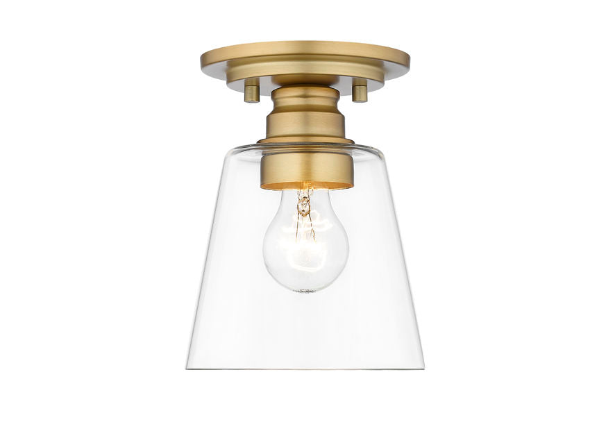 Z-Lite Annora 7" 1-Light Olde Brass Flush Mount Lighting With Clear Glass Shade