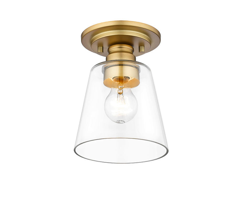 Z-Lite Annora 7" 1-Light Olde Brass Flush Mount Lighting With Clear Glass Shade