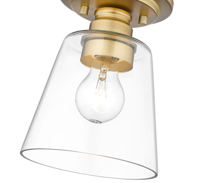 Z-Lite Annora 7" 1-Light Olde Brass Flush Mount Lighting With Clear Glass Shade