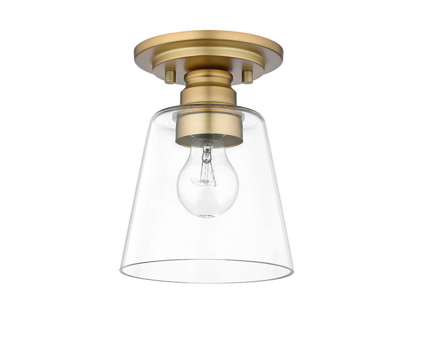 Z-Lite Annora 7" 1-Light Olde Brass Flush Mount Lighting With Clear Glass Shade