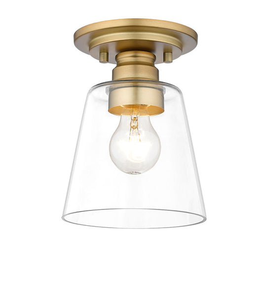 Z-Lite Annora 7" 1-Light Olde Brass Flush Mount Lighting With Clear Glass Shade