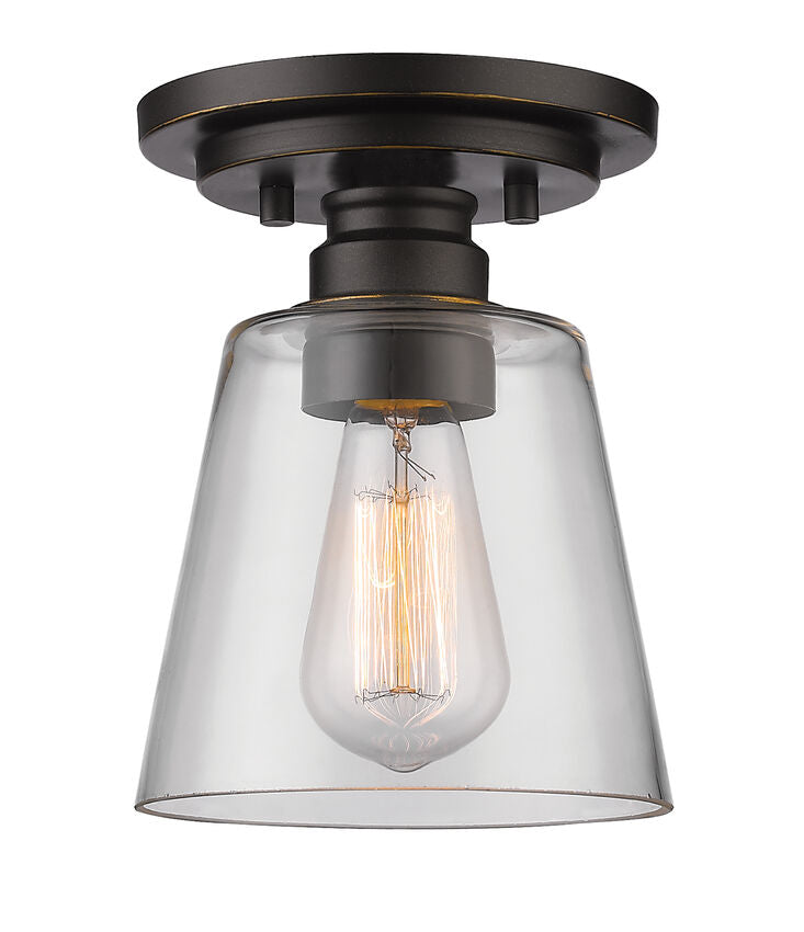 Z-Lite Annora 7" 1-Light Olde Bronze Flush Mount Lighting With Clear Glass Shade