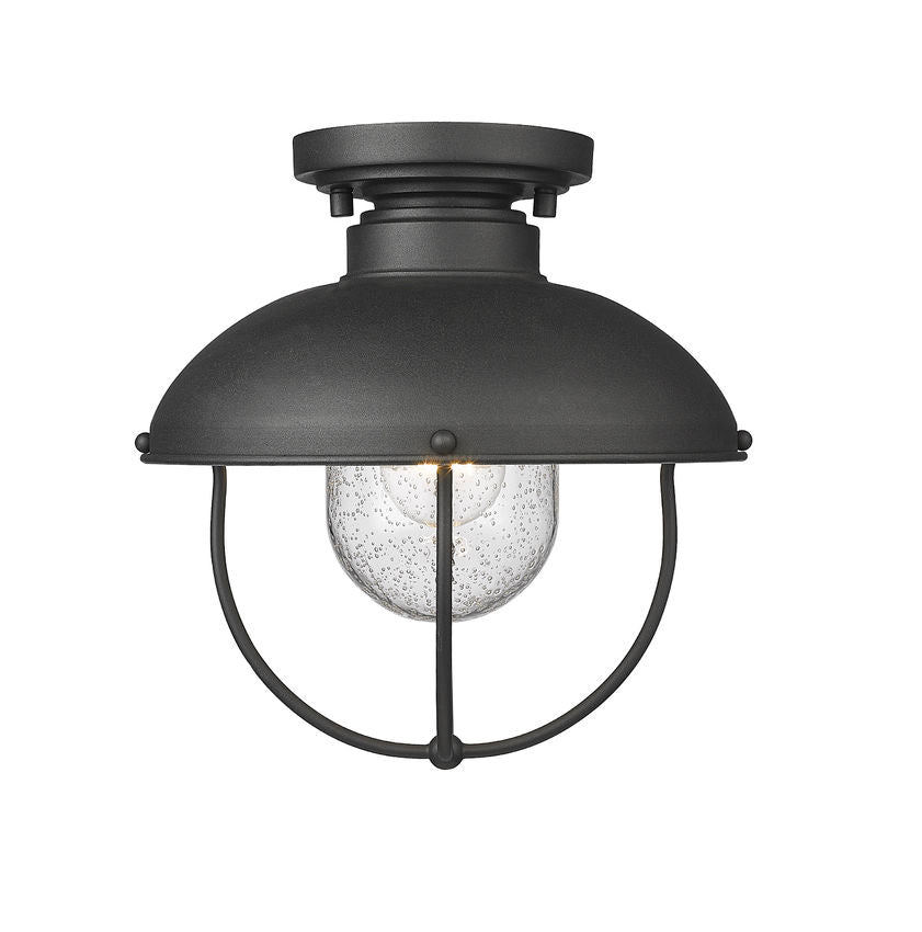 Z-Lite Ansel 11" 1-Light Black Aluminum Outdoor Flush Mount